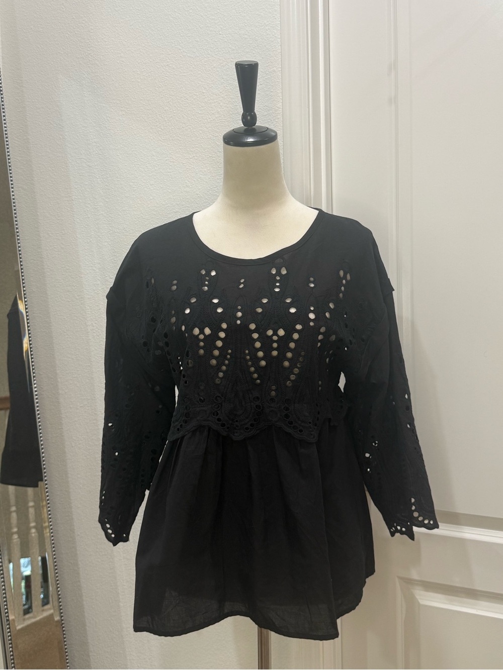 Tyler Boe Black Eyelet Top NWT